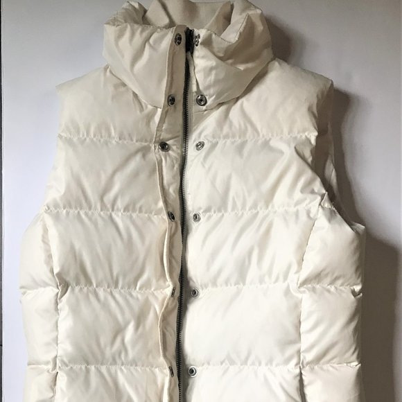 J. Crew Creamy White Quilted Down Zip + Snap Puffer Vest, Size S - Picture 2 of 13